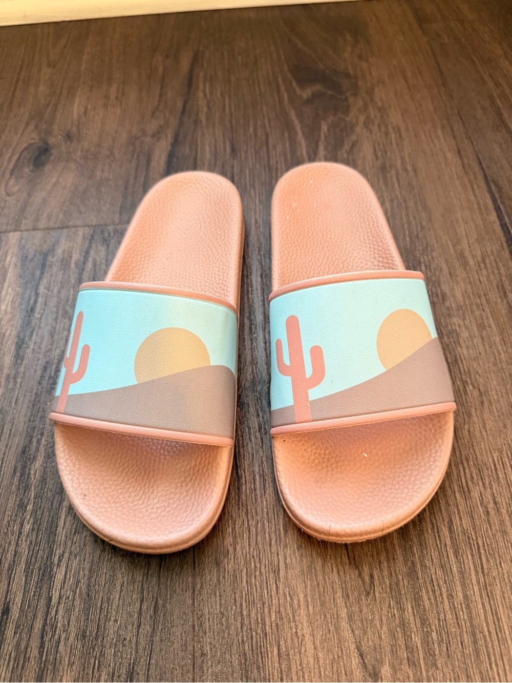 Pink Desert cactus slide sandals